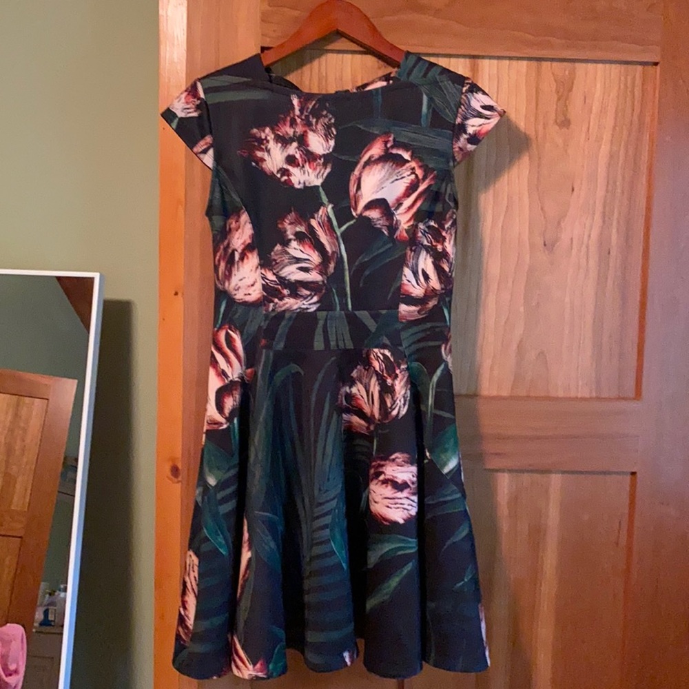 Ted Baker cap Slv floral fit n flare dress